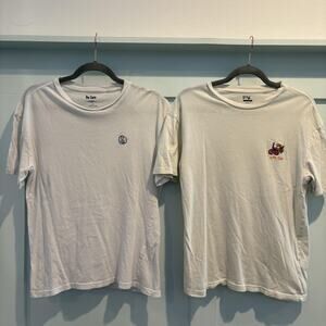 Lot of 2 Pac Cares Shirts Small White‎ Yin Yang Just Chill Floral Graphic Tees